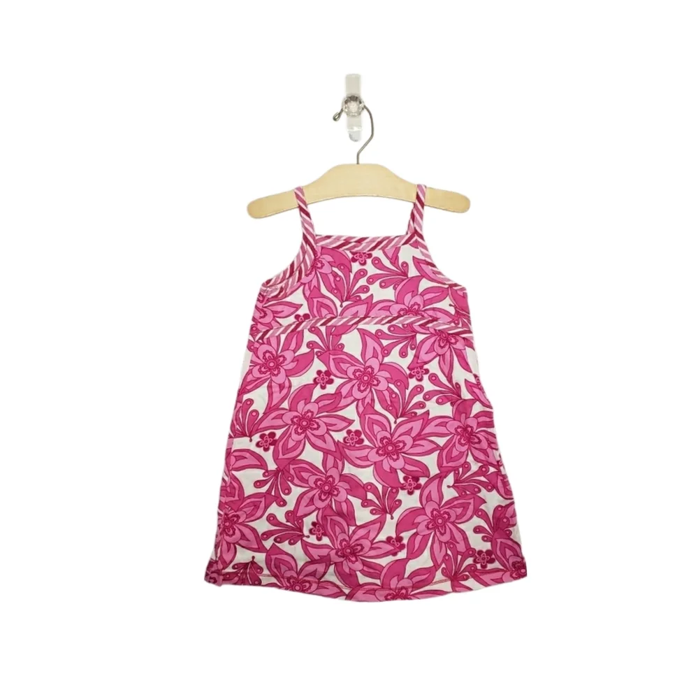 Hanna Andersson 100 / 4 Toddler Girl Pink Floral Patterned Retro Sun Dress